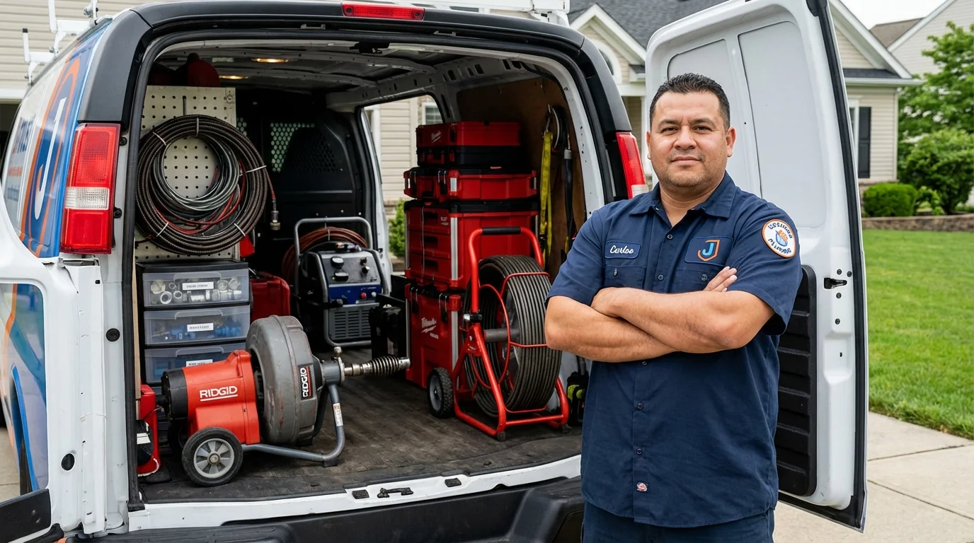 Professional drain cleaning equipment and Johns Plumbing LLC plumber in Horseshoe Bay