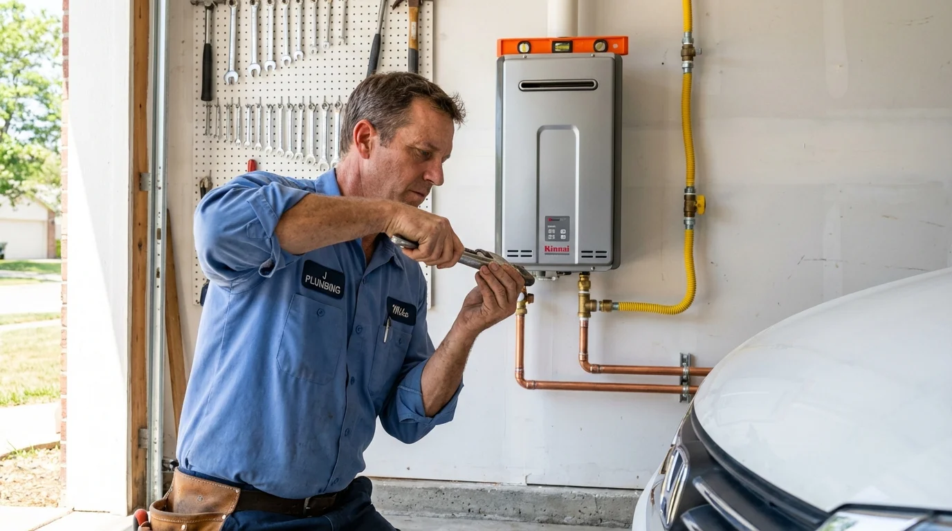 Tankless water heater installation by a Johns Plumbing LLC plumber in Horseshoe Bay